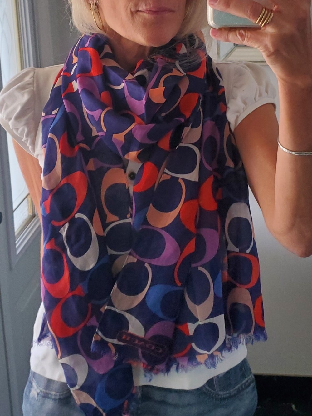 Coach Vintage Purple Scarf Wrap Shawl - Picture 4 of 11
